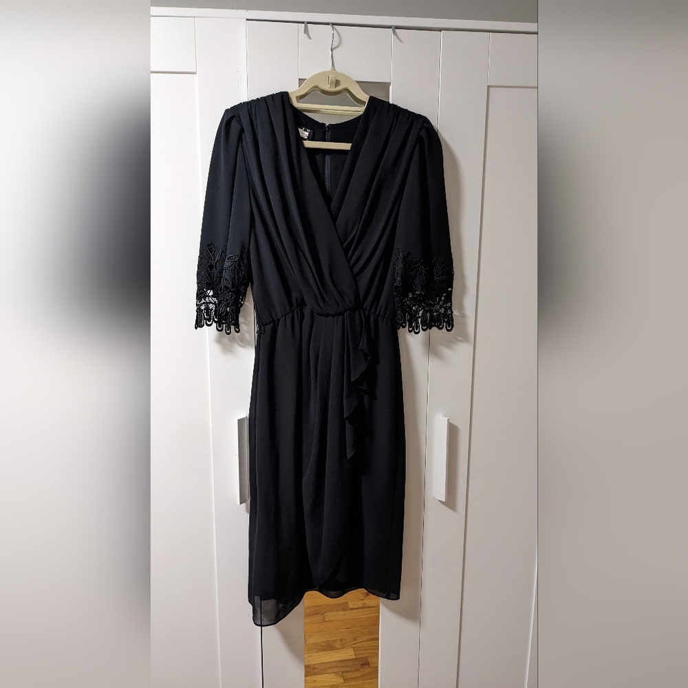 Ursula of Switzerland Black Lace Sleeve Dress